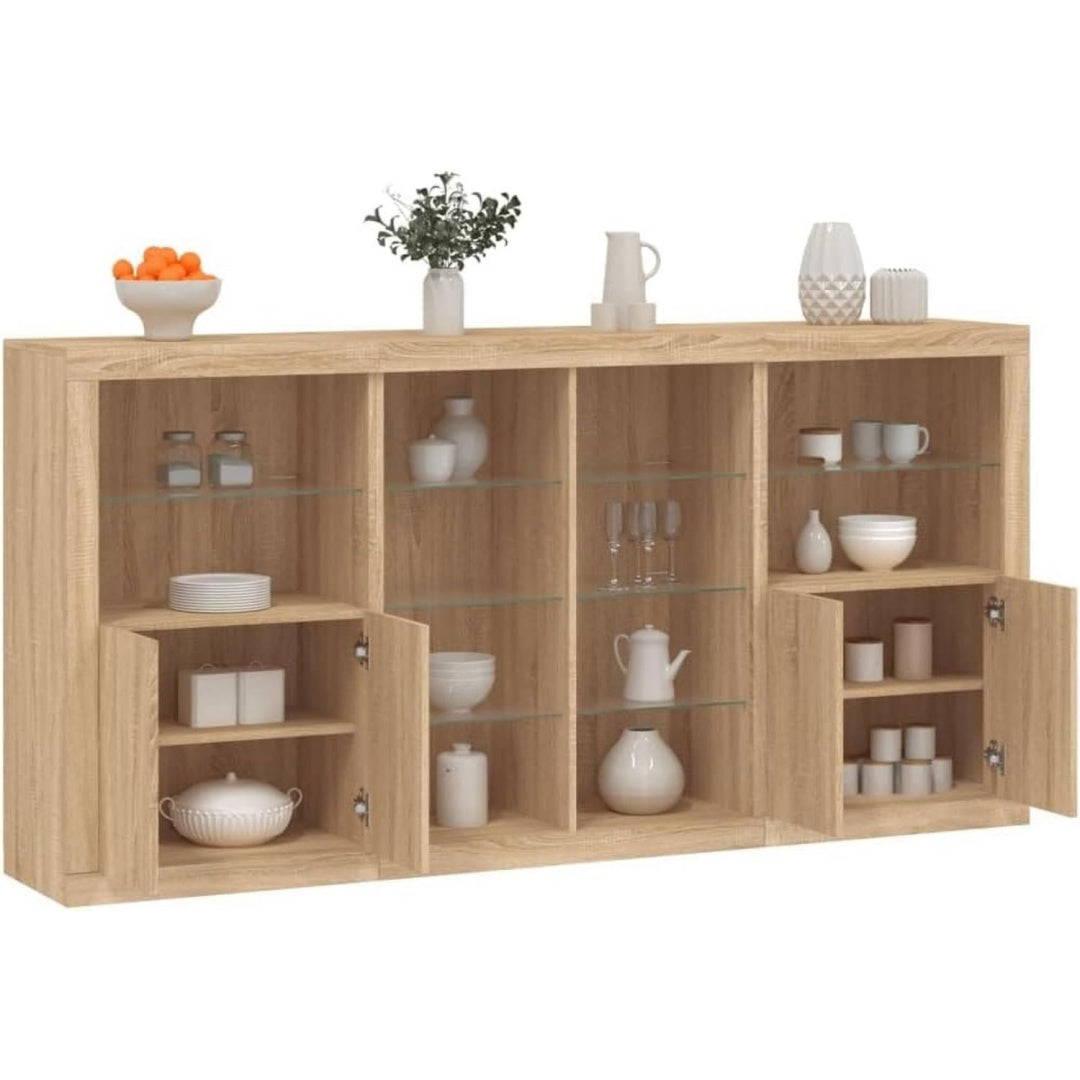 Sideboard mit Glastueren, LED Beleuchtung und geschlossenem Stauraum