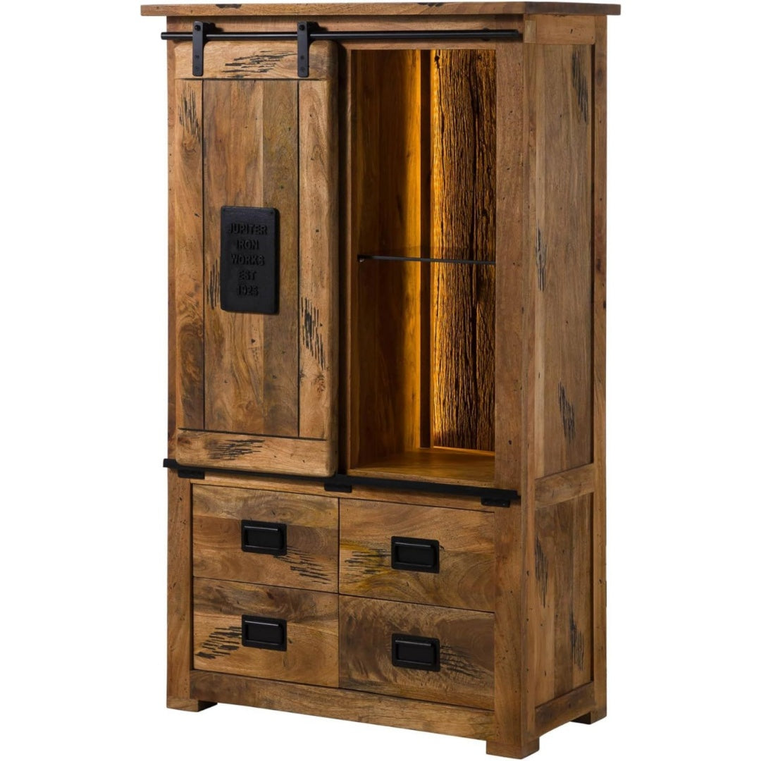 Sideboard aus Massivholz und Metall mit Schiebetueren