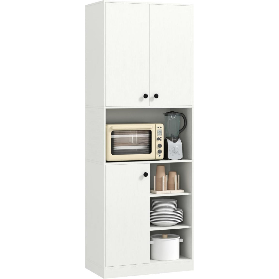 Hochschrank mit 3 Tueren und offenen Ablagen