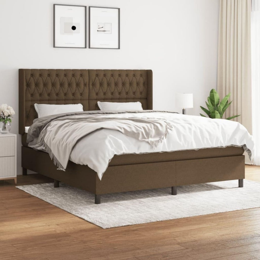 Boxspringbett in Dunkelbraun mit einem Taschenfederkern
