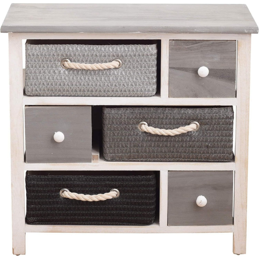 Sideboard in Weiss und Grau mit 6 Schubladen
