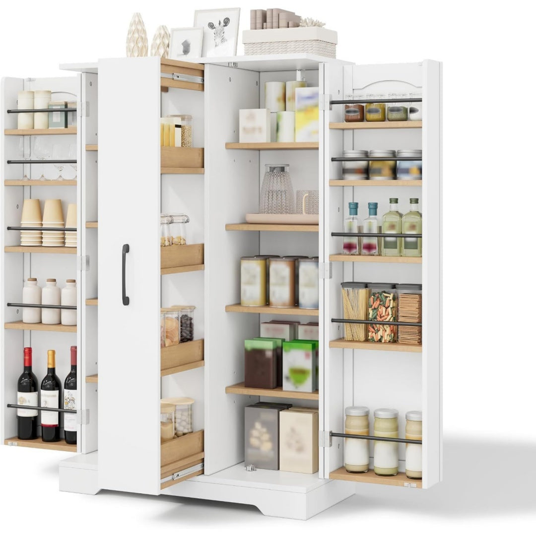 Sideboard verbindet verstellbare Ablagen und eine ausziehbare Konstruktion