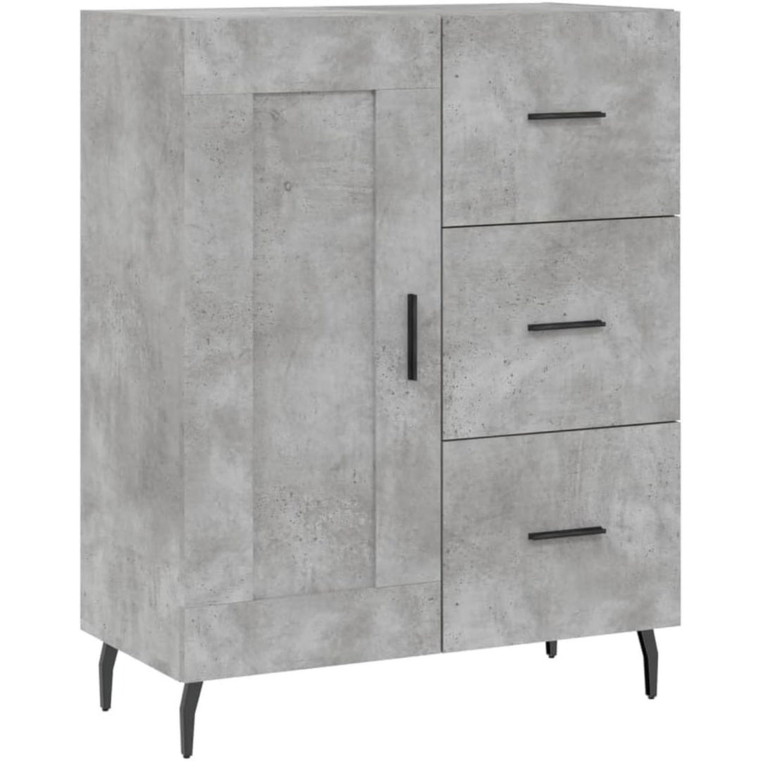 Das Sideboard misst 69.5 x 34 x 90 cm in Grau