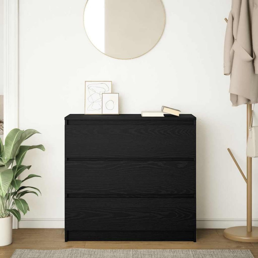 Sideboard mit den Massen 80 x 35 x 76 cm in Schwarz und Eichenbraun
