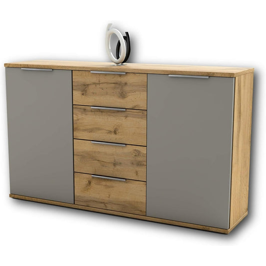 Sideboard mit sanft schliessenden Fronten, geschlossenem Stauraum und Metallgriffen