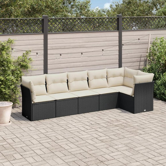 Sofagarnitur aus Rattan in Schwarz und Creme
