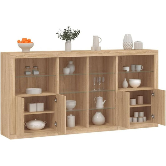 Sideboard mit Glastueren, LED Beleuchtung und geschlossenem Stauraum