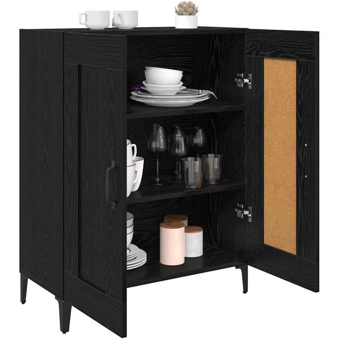 Sideboard mit den Massen 69.5 x 34 x 90 cm in Schwarz und Eichenbraun aus Holzwerkstoff