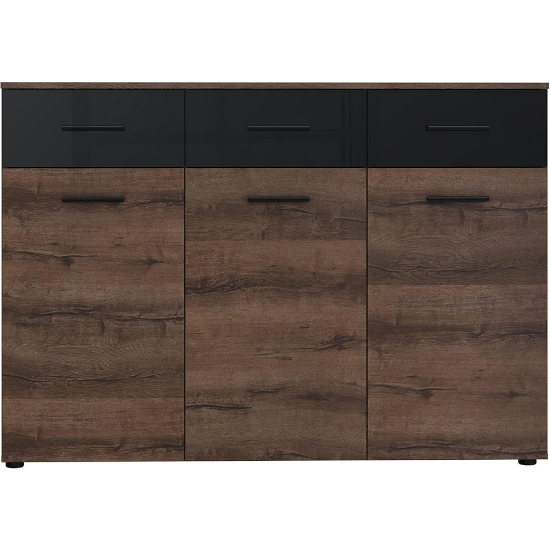 Sideboard mit glaenzenden Oberflaechen und 3 Tueren