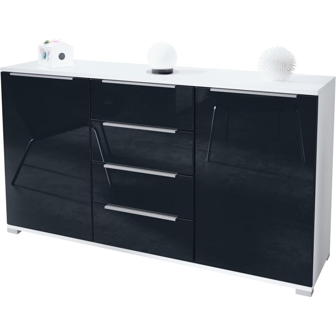 Sideboard mit glaenzenden Oberflaechen und 4 Schubladen