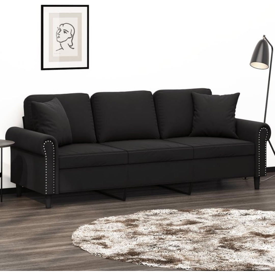 Das Sofa misst 180 cm in Schwarz