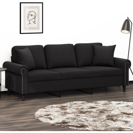 Das Sofa misst 180 cm in Schwarz
