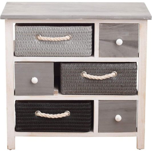 Sideboard in Weiss und Grau mit 6 Schubladen