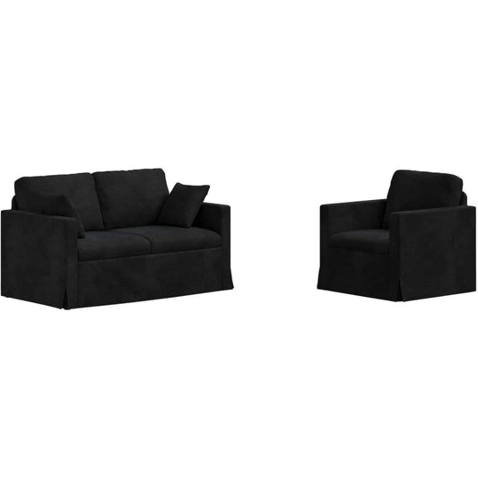 Sofagarnitur aus Samt in Schwarz