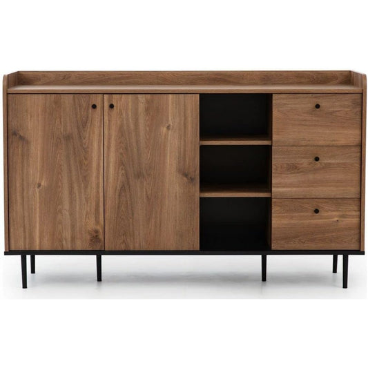 Offene Ablagen und beschichtete Flaechen an dem Sideboard