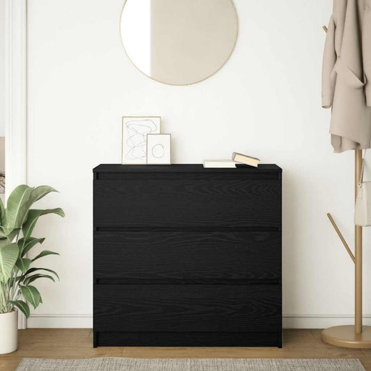 Sideboard mit den Massen 80 x 35 x 76 cm in Schwarz und Eichenbraun