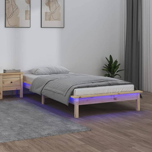 Das Bettgestell vereint Form und LED Beleuchtung