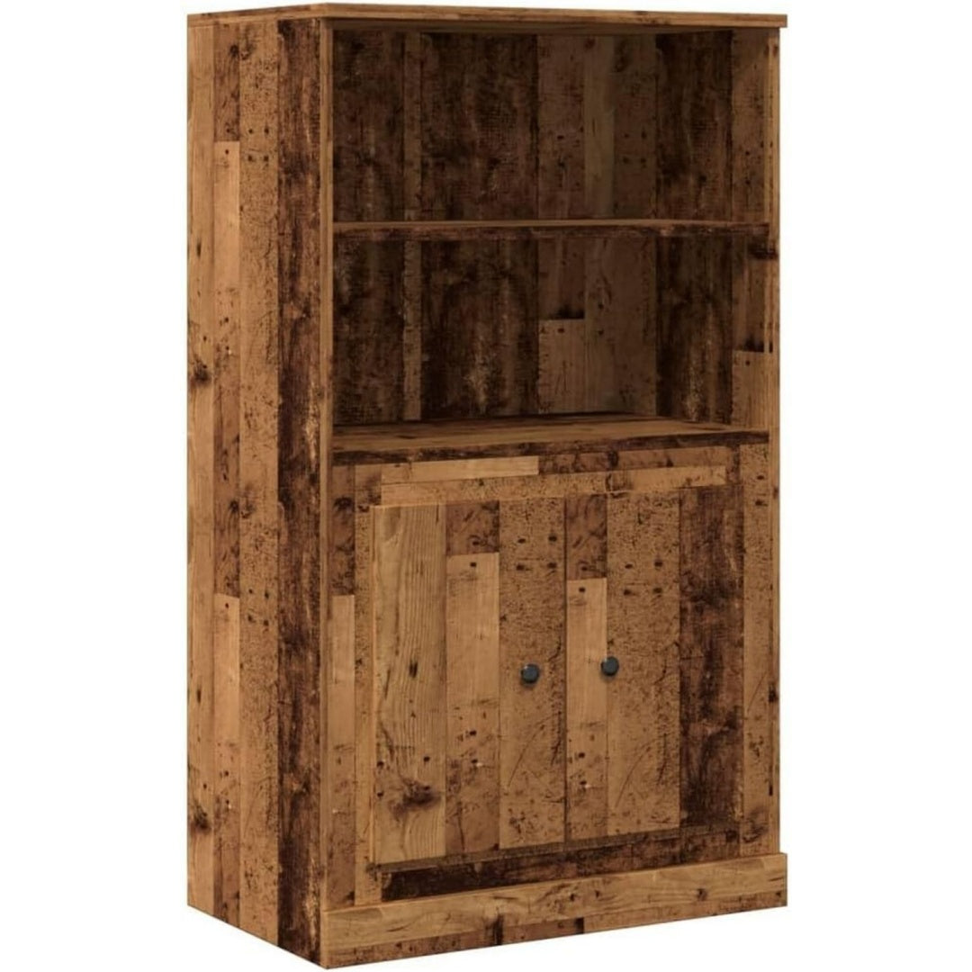 Geschlossener Stauraum an dem Hochschrank in Braun