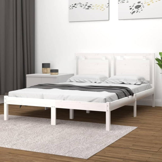 Bettgestell aus Massivholz in Weiss mit den Massen 120 x 200 cm