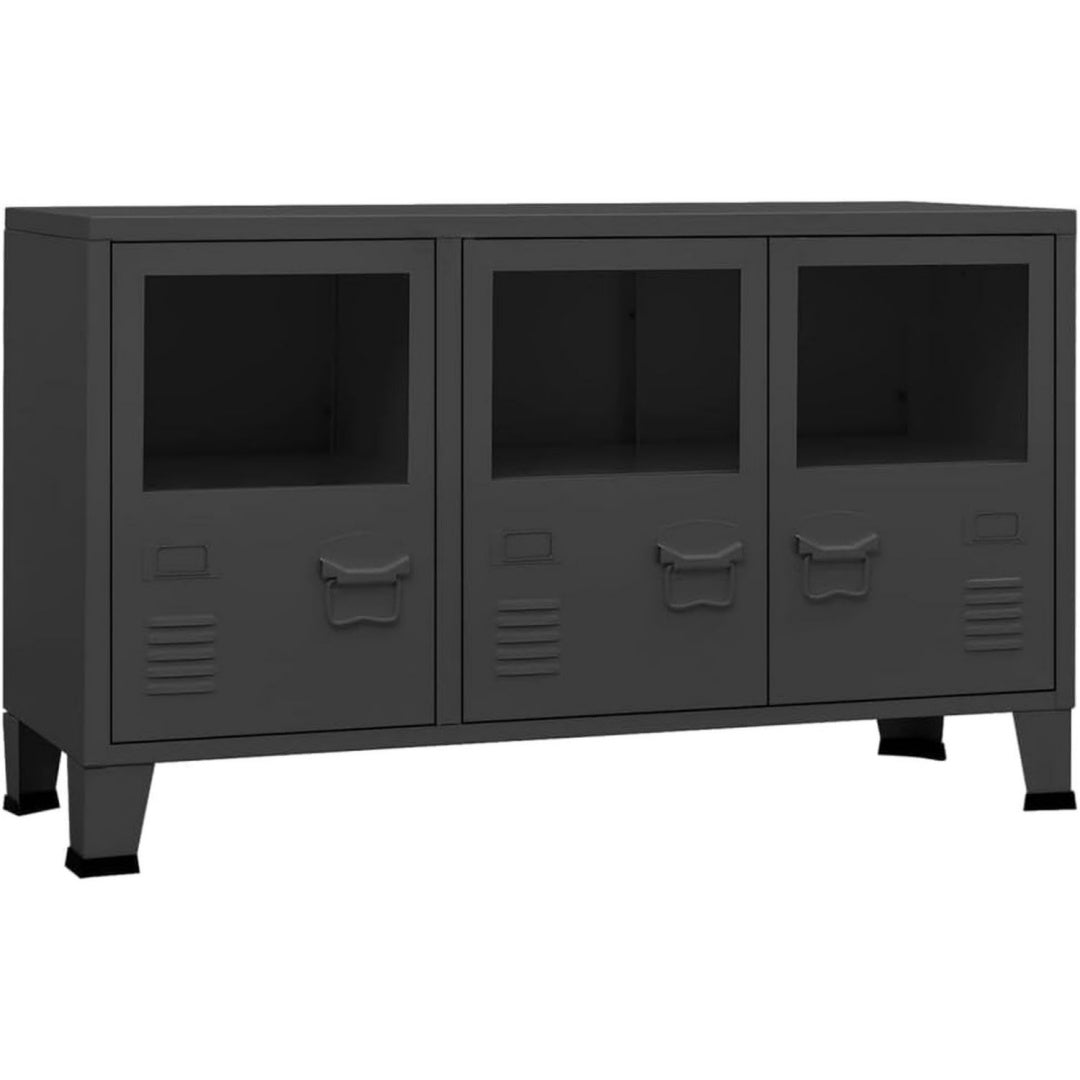 Sideboard verbindet Metallgriffe und Glastueren