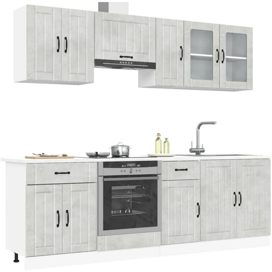 Betongrau bestimmt die Farbgebung von dem Sideboard