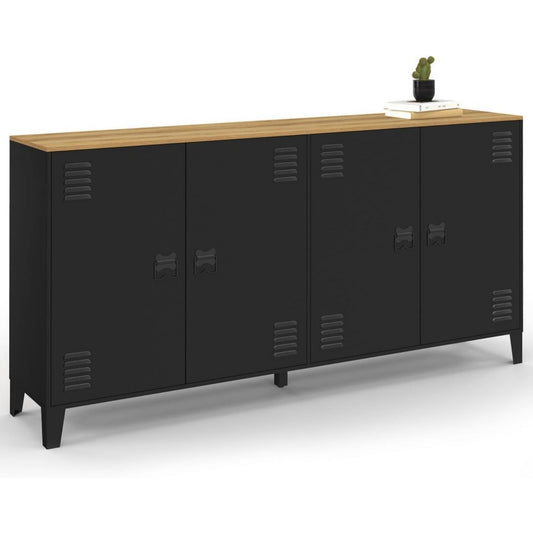 4 Tueren an dem Sideboard aus Metall